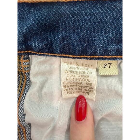 Rag & Bone Skinny Jeans Raw Hem Dark Wash 27 EUC - Picture 7 of 9